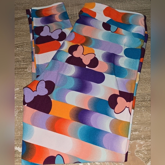 LuLaRoe Minnie Mouse Colorful Disney Leggings Unique Print Tall & Curvy TC2 - Picture 2 of 6
